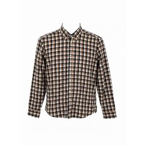 NWT BOSS Hugo Boss Mens Brown Black White Gingham Check Long Sleeve Shirt XL